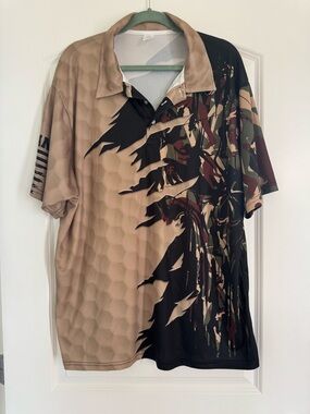 GarmentOne Two-Tone Tan & Black Graphic Polo